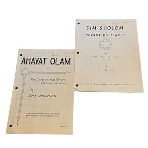 Jewish Sheet Music (2) Cantor Choir Organ Sim Sholom Ahavat Olam Max Janowski